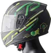 GMS-Moto Hexago Graphic, full face helmet , color: Matt Black/Green , size: M