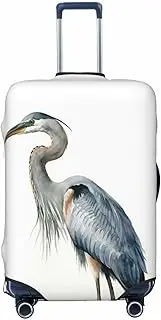 [STVYUKL] Long-Beaked Heron Luggage Cover Personalized Elastic Washable Suitcase Cover Luggage Protector Auti-Scratch Suitcase Case Protector Fits 18-32 Inch Luggage, Black, Large