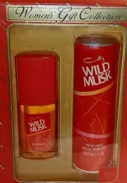 Coty Wild Musk Perfume Spray 1 OZ & Perfumed Body Powder 2 OZ VINTAGE! RARE!
