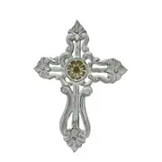 Willow & Silk Handmade 21cm MDF White Cross w/Gold Centre Wall Art/Religious
