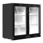 Devanti Bar Fridge 2 Glass Door Mini Freezer Small Wine Beverage Cafe Commercial