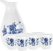 CHICAMPERA Ceramic Wine Set Ceramic Sake Container Saki Cups Porcelain Sake Cups Japanese Drinking Glasses Sake Kit Wine Container Ceramic Sake Cups Wine Flagon Tea Wine Bottle Blue Ceramics