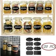 Hybsk 120Pcs Chalkboard Labels for Jars Waterproof Reusable Blackboard Stickers 3.54'' x 2'' Pantry Labels Multi-Shape Removable Spice Labels for The Kitchen, Storage Bins, Mason Jars, Wine Glasses ﻿