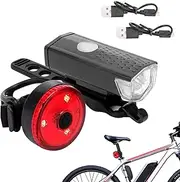 Rechargeable Bicycle Light Set, USB Rechargeable Bicycle Light Set - USB Rechargeable Bicycle LED Light Set | Bright LE D Headlight and Tail Light Set, Road and Mountain Bicycle Accessories
