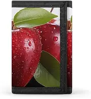 [HJKBCV] Red Apple Fruit Trifold Wallet Credit Card Purse Portable Outdoor Sports Wallets Pocket Coin Wallet with Id Window for Men Women, style, One size