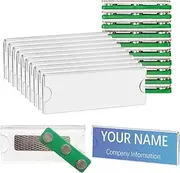 Magnetic Name Badge Holder Kit, 15 Pack Reusable Magnetic Name Tag Holders with 3 Strong Neodymium Magnets,3M Adhesive Tape,Clear Acrylic Sign Holder for Hold Name Tag ID Badge