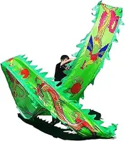 Dragon Dance Silk 3D Colorful Dragon Poi 8m/10m Chinese Folk Silk-Like Flowy Shaking & Flinging Outdoor Flinging Fitness Dragon Dance Wu Long Ribbon Streamer (Color : Green, Size : 10m/33ft)