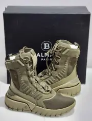 Balmain B-Army High-Top Sneakers in Khaki/Green Suede BNWB