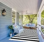 Seavish Black and White Rug, 5x8 ft Outdoor Patio Rugs, Handmade Cotton Woven Farmhouse Christmas Halloween Decor Rug, Machine Washable Carpet Rugs for Living Room Entryway Home Office Dining Room