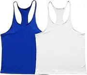 [Maiyifu-GJ] Mens Bodybuilding Stringer Tank Tops Y-Back Gym T-Shirts Moisture Wicking Lightweight Cotton Tank Undershirts