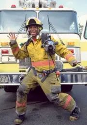 American tennis player Venus Williams poses with a fire engine dur- Old Photo 3