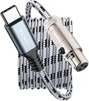 SNANSHI USB C to Mini XLR Cable 6ft - 3 Pin Mini XLR to USB Type C Cord Compatible with AKG K240, K240S, K240MK II, Q701, K702, K141, K171, K181, K271s, K271 MKII, M220, Pioneer HDJ-2000 Headphones