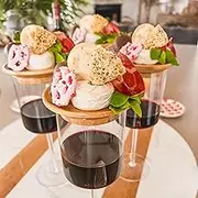 4-Piece Bamboo Wine Glass Charcuterie Board Set - Easy to Clean, Decorative, and Spacious Snack & Cheese Platter for Parties and Gatherings