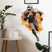 Football Player Soccer Sport Wall Stickers, sacinora Watercolor Sport Wall Decals Removable Vinyl Peel and Stick for Kids Teens Boys Bedroom Nursery Playroom Home Decorations