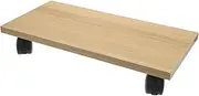 STOBOK Wooden Laptop Vertical Stand Mobile CPU Stand Pulley Bracket Computer Host Base