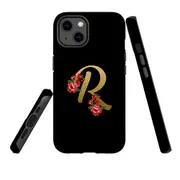 For Apple iPhone 13 Case, Armour Back Cover, Embellished Letter R