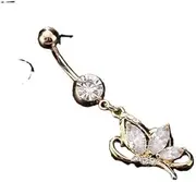 [Hemasa] Cubic Zirconia Navel Ring For Women/girls, Small, Platinum, Apatite