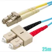 25M LC-SC Fiber Optic 10Gbps Duplex 50/125 Multi-Mode Optical Patch Cable Aqua