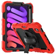 MCC Shockproof iPad mini (A17 Pro) 8.3" 2024 Strap Rugged Tough Case Cover Apple mini7 7 [Red]