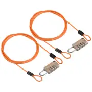 2Set 4 Digit Combination Lock 4.9' Security Cable Padlock Steel Lock, Yellow