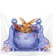 Cute Animal Art Bunny Overall Pocket Tapestry