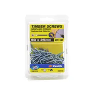 Zenith 6G x 25mm Zinc Plated Hinge-Long Thread Countersunk Head Timber Screws - 100 Pack