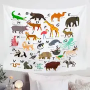 Kids Alphabet Animals Names Tapestry