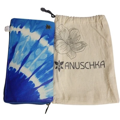 Anuschka Leather Accordion Wallet Clutch Hand Painted Shoulder Strap Zip Around