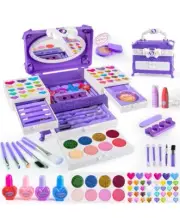 Girls Makeup Set With Lip Gloss, Eye Shadow, Blush & Nail Polish In Fancy Case