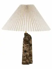 Made By Mayfair Cassini 1 Light Table Lamp in Brown Marble with Natural Linen Shade