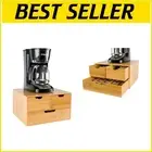 2-Tier Bamboo Coffee Pod Drawer Organizer - Holds 54 K-Cups & Nespresso