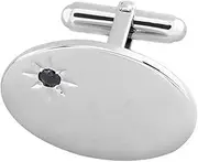[Select Gifts] Box Set Shirt Black Tie Napkin Hook Sterling Silver Large Oval Sapphire Cufflinks