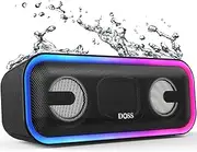 Bluetooth Speaker, DOSS SoundBox Pro+ Wireless Bluetooth Speaker with 24W Impressive Sound, Booming Bass, IPX5 Waterproof, 15Hrs Playtime, Wireless Stereo Pairing, Mixed Colors Lights, 66 FT - Black