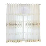 Floral Embroidered Tulle Blackout Curtain Eyelets Window Fabric Voile Drape Hang