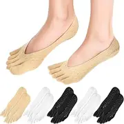 6 Pair Bunion Relief Socks, Orthopedic Toe Compression Socks No Show with Gel Tab Breathable Toe Separator Socks for Women