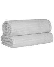 Superior Cotton Highly Absorbent Solid And Checkered Border Bath Sheet Set