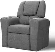 Keezi Kids Recliner Chair, PU Leather Sofa Couch Armchair Loungefly Outdoor Lounge Chairs Home Bedroom Living Room Playroom Children Furniture, Thick Foam Padding Adjustable Precise Recline Grey