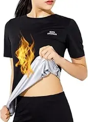 Sauna Sweat Suit Weight Loss Shapewear Top Waist Trainer Workout Body Shaper Sweatsuit Exercise Short Sleeve Shirt Women Girl