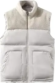 [Mkjuuior] Men Winter Double-Sided Sleeveless Cotton Vest Warm Fluffy Down Cotton Jacket Plu Zipper Coat