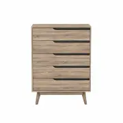 Chase Scandinavian Tallboy 5 Drawers Chest Cabinet - Oak