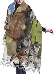 [ALLiYa] Funny Donkeys Imitation Cashmere Warm Tassel Scarf (Vertical Style) Shawl For Daily Warmth Wearing, Black, One size