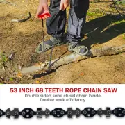 Tree Limb Rope Saw 53inch 68 Teeth High Limb Hand Rope Chainsaw Portable leeJl
