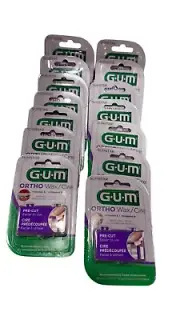 Lot of 14 Packs G.U.M. GUM Ortho Wax Cire Pre-cut w/ Vitamin E