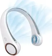 [CIVPOWER] Neck Fan: Portable Personal Neck Cooling Rechargeable Bladeless Fan - Hands Free 3 Speed 4000 mAh Battery USB Operated Wearable Headphone Design - for Men Women Outdoor Indoor White