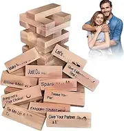 XUDUOO Couples Games Lust Tumbling Tower Games for Adults, 48 Pieces Wooden Naughty Game, Indoor Party Fun, Valentine Stacking Blocks Gifts for Adults Night Party Game