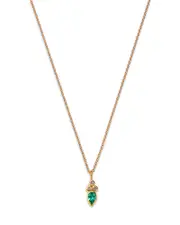 Moon & Meadow 14K Yellow Gold Italy Emerald & White Topaz Bezel Pendant Necklace, 16-18 - Exclusive