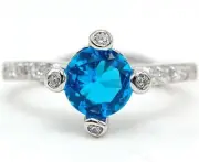 2CT Blue Topaz & Topaz 925 Solid Sterling Silver Ring Jewelry Sz 7 NB2-6