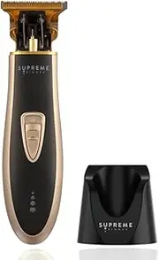 SUPREME TRIMMER Professional Trimmer for Men Barber Hair Clippers Mustache Travel Beard Trimmer LED Indicator & Charger Stand - ST5210 Gold T-Shaper Li
