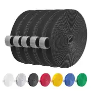 Reusable Hook and Loop Cable Ties, 32FT, 0.4" Width, 5 Pieces, Black