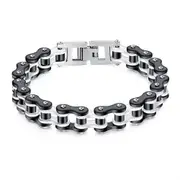 New Jewelry Metal Stainless Steel Biker Men'S Motorcycle Chain Punk Rock Male Bracelet 8.46 Inch,Color Gold/Silver Gift White 22cm